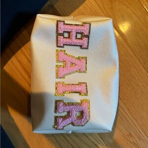 Pink and Gold Embroidered Hair travel bag